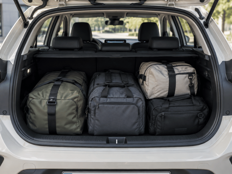 urlaub mit dem kia sorento, reisetaschen im kofferraum; Ki-generiert