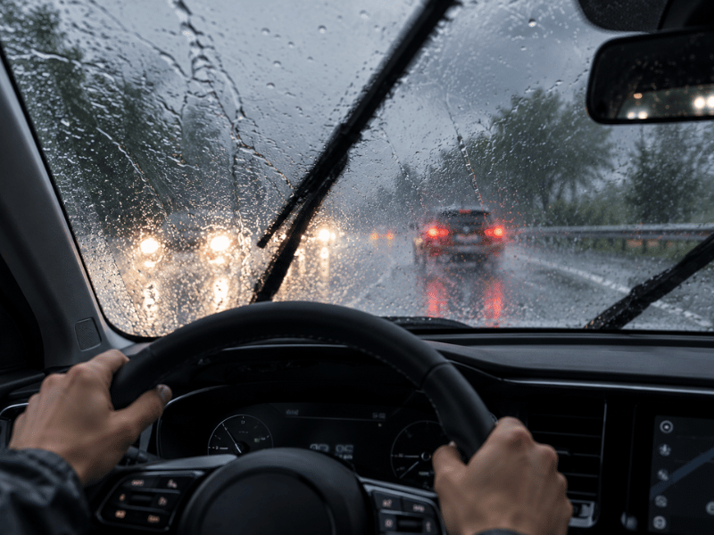 autofahren bei starkregen; ki-generiert