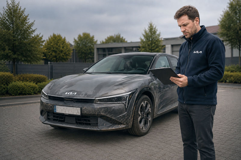 Leasingrücknahme, Prüfer der sich das auto anschaut