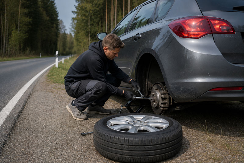 Räder wechsel bei Panne